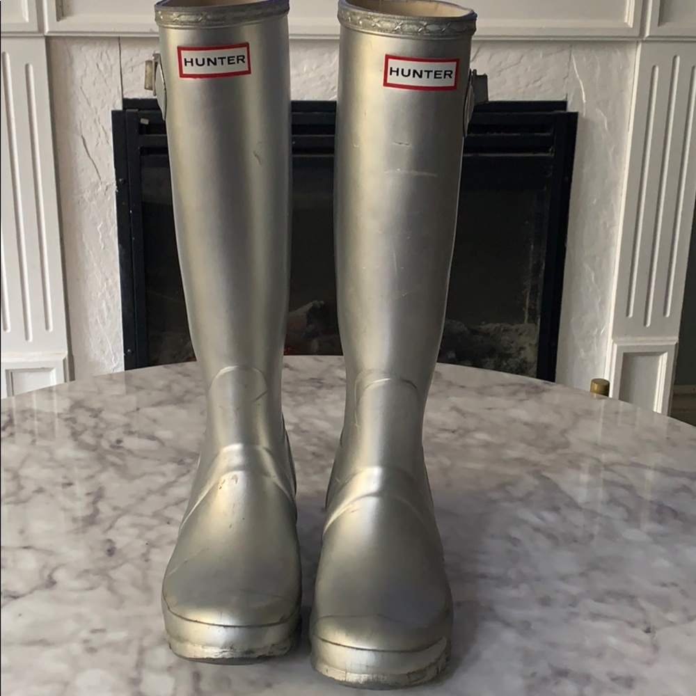 Women’s original tall Silver Hunter rain boots 6